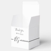 Zwart-witminimalistisch monogram huwelijk bedankdoosjes (Geopend)