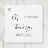 Zwart-witminimalistisch monogram huwelijk bedankjes labels (Voorkant)