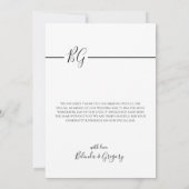 Zwart-witminimalistisch monogram huwelijk bedankkaart (Achterkant)