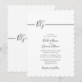 Zwart-witminimalistisch monogram huwelijk kaart (Voorkant / Achterkant)