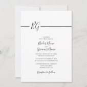 Zwart-witminimalistisch monogram huwelijk kaart (Voorkant)