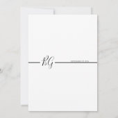 Zwart-witminimalistisch monogram huwelijk kaart (Achterkant)