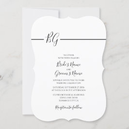 Zwart-witminimalistisch monogram huwelijk kaart