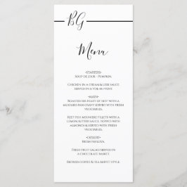 Zwart-witminimalistisch monogram huwelijk menu