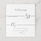 Zwart-witminimalistisch monogram huwelijk plaatskaartje (Buitenkant ongevouwen)