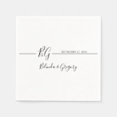 Zwart-witminimalistisch monogram huwelijk servet (Voorkant)