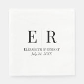 Zwart-witminimalistisch monogram huwelijk servet (Voorkant)