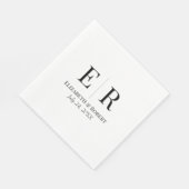 Zwart-witminimalistisch monogram huwelijk servet (Hoek)