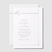 Zwart-witminimalistisch monogram huwelijk vellum uitnodigingen (Offset)