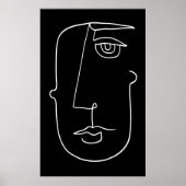 Zwart-witminimalistisch Poster met Abstract gezich (Voorkant)