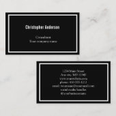 Zwart-witminimalistisch professioneel bedrijf visitekaartje (Voorkant / Achterkant)