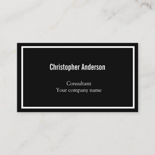 Zwart-witminimalistisch professioneel bedrijf visitekaartje (Voorkant)