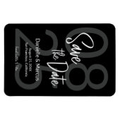 Zwart-witminimalistisch sparen de datum-typografie magneet (Horizontaal)