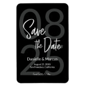 Zwart-witminimalistisch sparen de datum-typografie magneet (Verticaal)