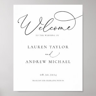 Zwart-witminimalistisch Welkom bij ons huwelijk Poster