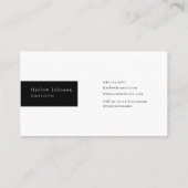 Zwart-witminimalistische Initialen Visitekaartje (Achterkant)