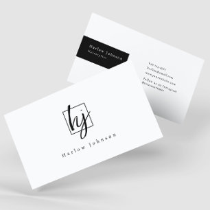 Zwart-witminimalistische Initialen Visitekaartje