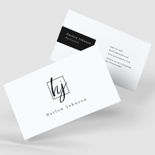 Zwart-witminimalistische Initialen Visitekaartje