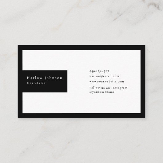 Zwart-witminimalistische Initialen Visitekaartje (Achterkant)