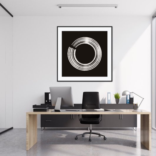 Zwart-witminimalistische moderne kunst afdrukken poster