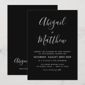 Zwart-witmoderne minimalistische bruiloft kaart (Voorkant / Achterkant)