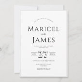 Zwart-witmoderne minimalistische bruiloft kaart (Voorkant)