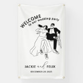 Zwart-witmoderne minimalistische bruiloft spandoek (Verticaal)