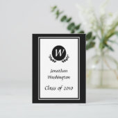 Zwart-witmonogram Afstuderen Kaart (Staand voorkant)