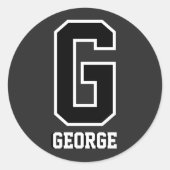 Zwart-witmonogram | Bold Modern Sportief Ronde Sticker (Voorkant)