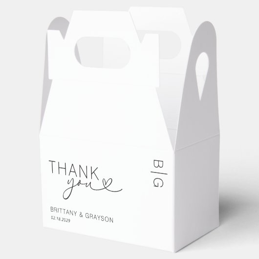 Zwart-witmonogram bruiloft bedankdoosjes (Geopend)