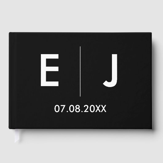 Zwart-witmonogram bruiloft gastenboek (Voorkant)