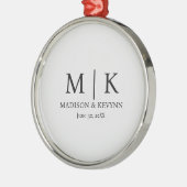 Zwart-witmonogram bruiloft metalen ornament (Links)
