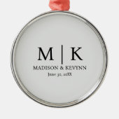 Zwart-witmonogram bruiloft metalen ornament (Voorkant)