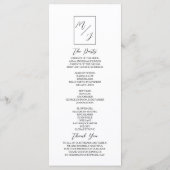 Zwart-witmonogram bruiloft programmakaart (Achterkant)