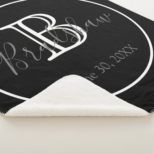 Zwart-witmonogram bruiloft sherpa deken (3/4)