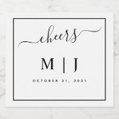 Zwart-witmonogram bruiloft sparkling wijnetiket (Enkel label)