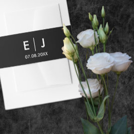 Zwart-witmonogram bruiloft uitnodigingen wikkel