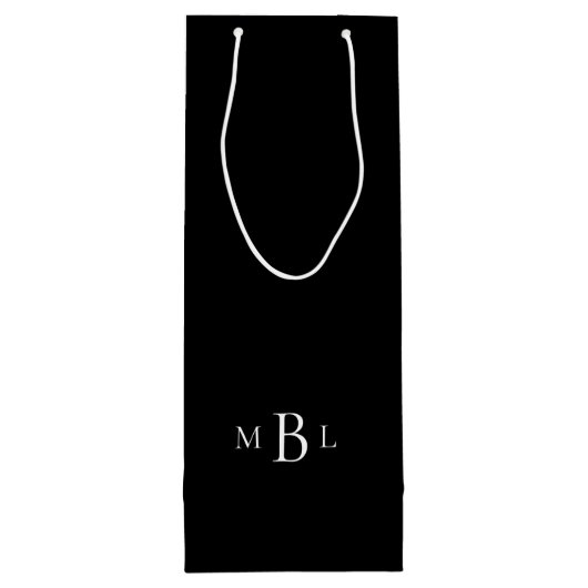 Zwart-witmonogram bruiloft wijn cadeautas (Achterkant)