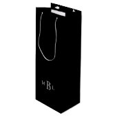 Zwart-witmonogram bruiloft wijn cadeautas (Voorkant Gekanteld)