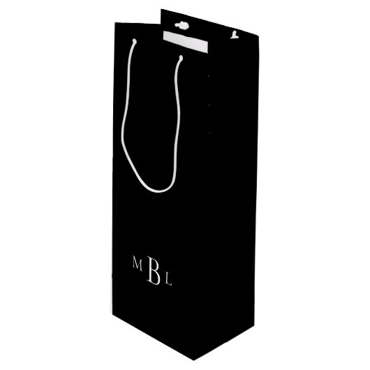 Zwart-witmonogram bruiloft wijn cadeautas (Voorkant Gekanteld)
