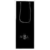 Zwart-witmonogram bruiloft wijn cadeautas (Voorkant)