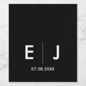 Zwart-witmonogram bruiloft wijn etiket (Enkel label)