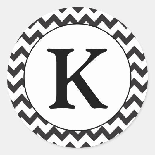Zwart-witmonogram Chevron Ronde Sticker (Voorkant)