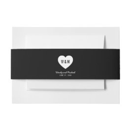 Zwart-witmonogram Heart Weddenschap Uitnodigingen Wikkel