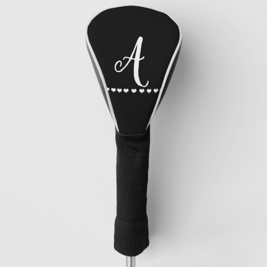 Zwart-witmonogram Initiaal Golfheadcover (Voorkant)
