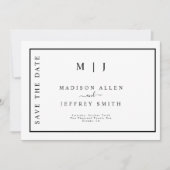 Zwart-witmonogram minimalistisch sparen de datum aankondiging (Voorkant)