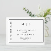 Zwart-witmonogram minimalistisch sparen de datum aankondiging (Staand voorkant)