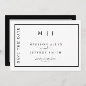 Zwart-witmonogram minimalistisch sparen de datum aankondiging (Voorkant / Achterkant)