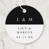 Zwart-witmonogram minimalistische bruiloft bedankjes labels (Achterkant)