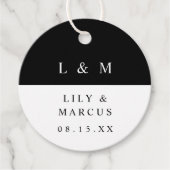 Zwart-witmonogram minimalistische bruiloft bedankjes labels (Voorkant)